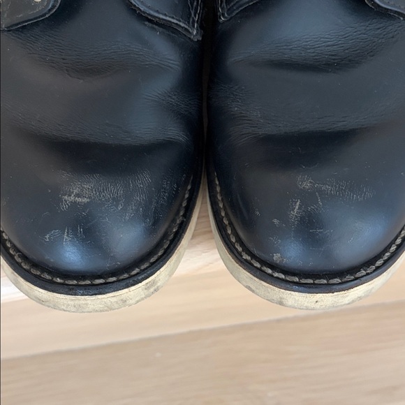 Red Wing Shoes Black Leather Lace-Up Work Boots with White Soles - Picture 8 of 8